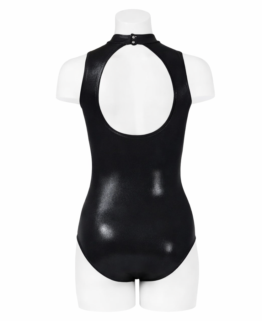 black high neck metallic leotard