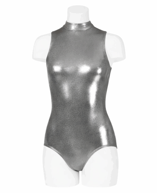 high neck metallic leotard